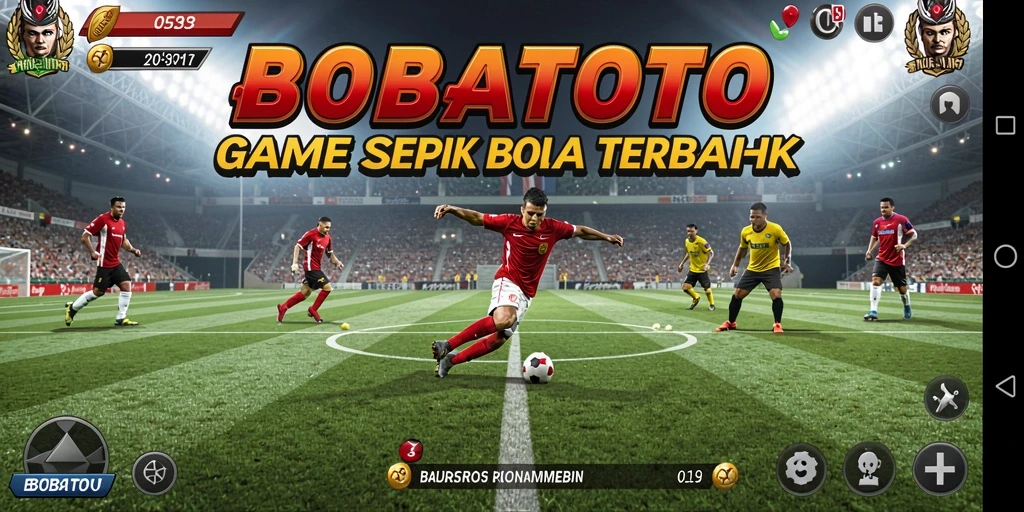 Tampilan gameplay mendebarkan dari BOBATOTO dengan aksi sepak bola yang intens.