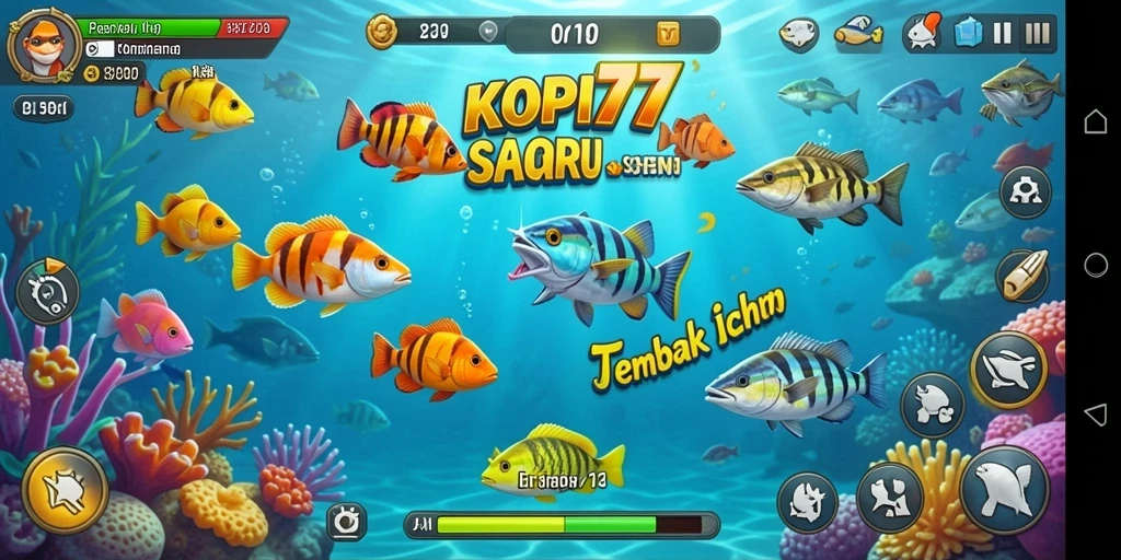 Tampilan gameplay KOPI77 yang seru saat menembak ikan.
