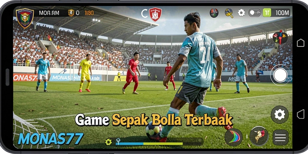 Tampilan gameplay menarik di MONAS77 dengan aksi sepak bola yang realistis.