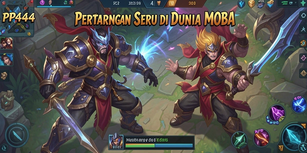 Screenshot permainan PP444 menampilkan aksi seru dalam pertarungan MOBA.
