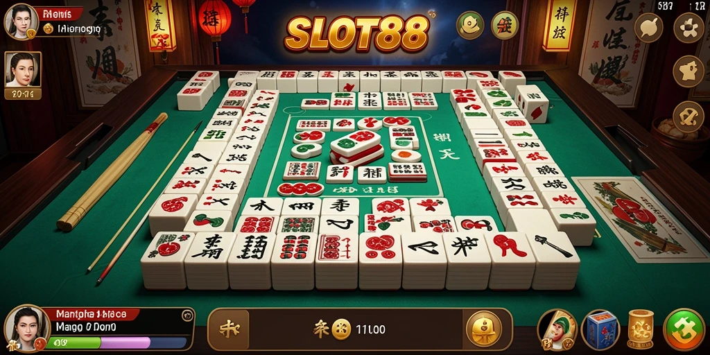 Tampilan gameplay menarik dari SLOT88 yang menampilkan permainan Mahjong.