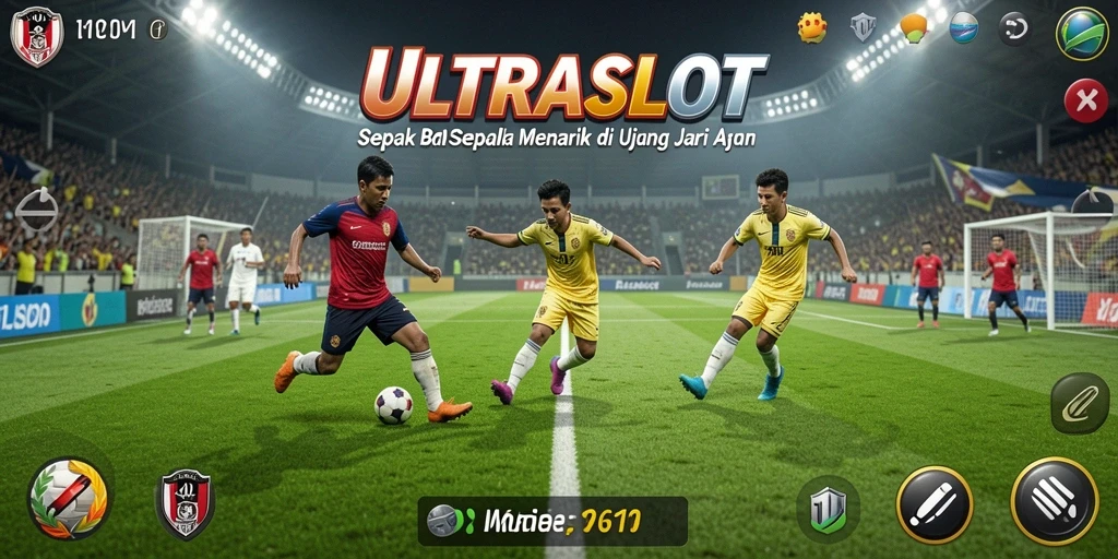 Gameplay ULTRASLOT menampilkan aksi sepak bola yang dinamis dan menarik.