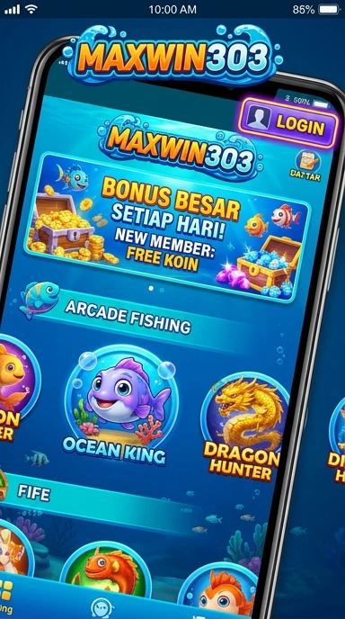Tampilan utama aplikasi maxwin303 dengan berbagai pilihan aplikasi.